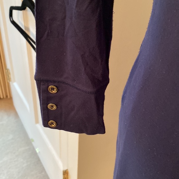 Lily Pulitzer navy blue dress with button detail on shoulders and 3/4 sleeve - Picture 3 of 5